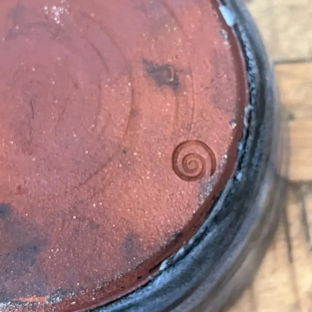 Handmade Ceramic Bowls Terracotta Base Blue & White Spiral Glaze Finish